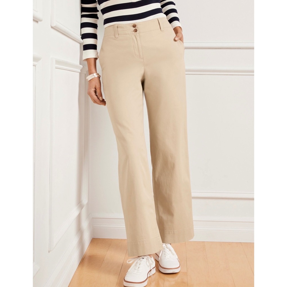 Talbots New England Chino Pants 16 Khaki Straight Leg Cotton Stretch